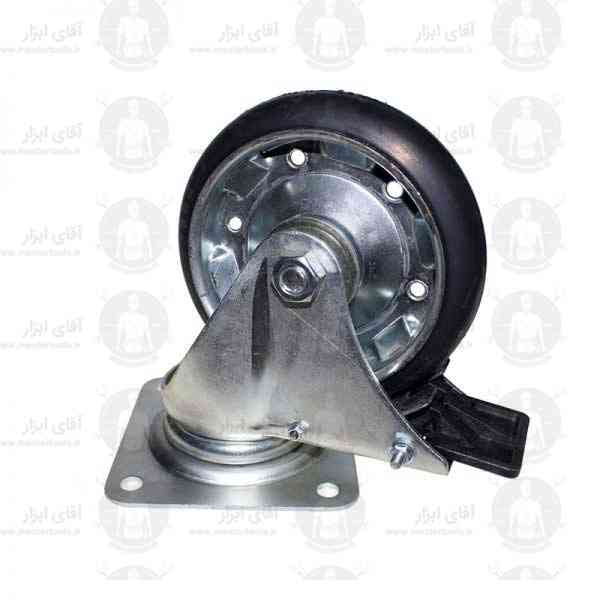 چرخ اصفهان بلبرینگی کفی گردان ترمز دار با روکش لاستیکی تحمل وزن 400 تا 1200 کیلوگرمی چرخ اصفهان بلبرینگی کفی گردان ترمز دار با روکش لاستیکی تحمل وزن 400 تا 1200 کیلوگرمی
