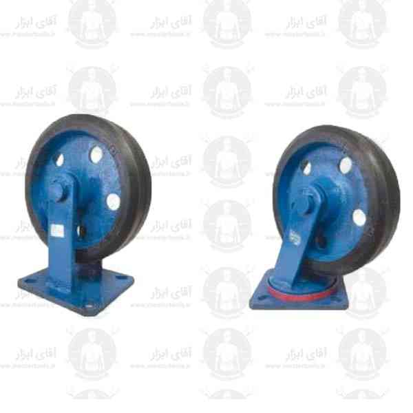 چرخ صنعتی آهنی سنگین باروکش لاستیک گردان و ثابت با تحمل وزن 800 کیلوگرم چرخ صنعتی آهنی سنگین باروکش لاستیک گردان و ثابت با تحمل وزن 800 کیلوگرم