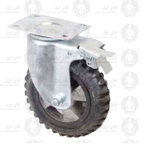 چرخ صنعتی دایکاست کفی گردان ترمز دار با روکش لاستکی تحمل وزن 80 تا 250 کیلوگرمی چرخ صنعتی دایکاست کفی گردان ترمز دار با روکش لاستکی تحمل وزن 80 تا 250 کیلوگرمی