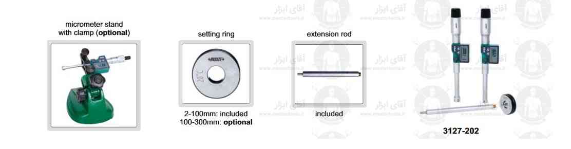 لوازم جانبی میکرومتر داخل سه فک دیجیتال سری 3127 برند اینسایز