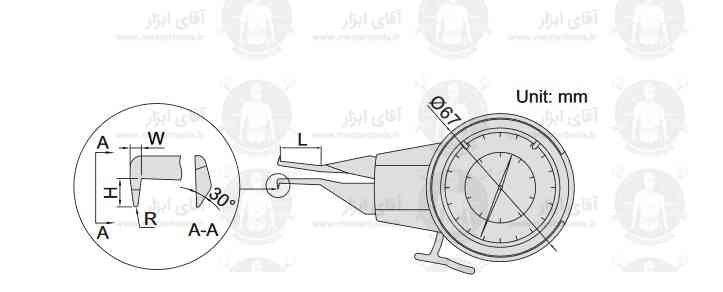 اطلاعات فنی پرگار ساعتی داخل سری 2222 اینسایز INSIZE