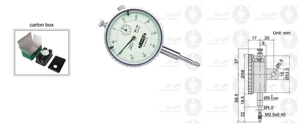 اطلاعات فنی ساعت اندیکاتور سری 2301 اینسایز