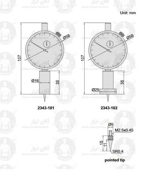 اطلاعات فنی عمق سنج سوزنی ساعتی اینسایز