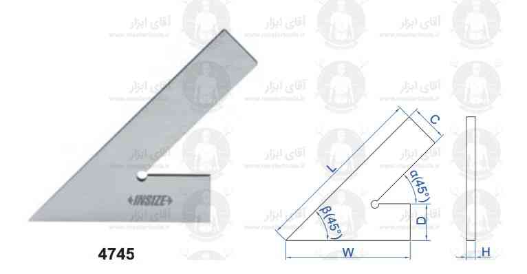 اطلاعات فنی گونیا صنعتی 45 درجه اینسایز