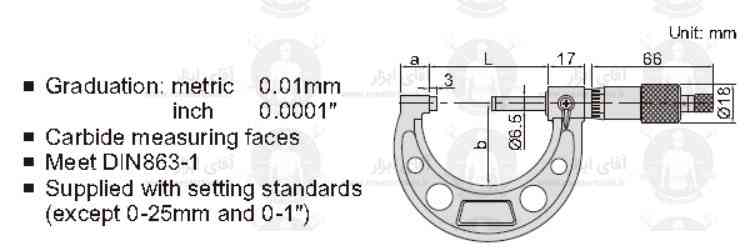 اطلاعات فنی میکرومتر خارج سنج 3203