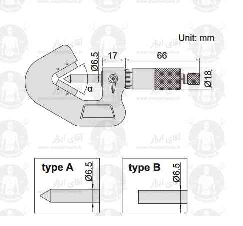 اطلاعات فنی میکرومتر جناغی سری 3290 برند اینسایز