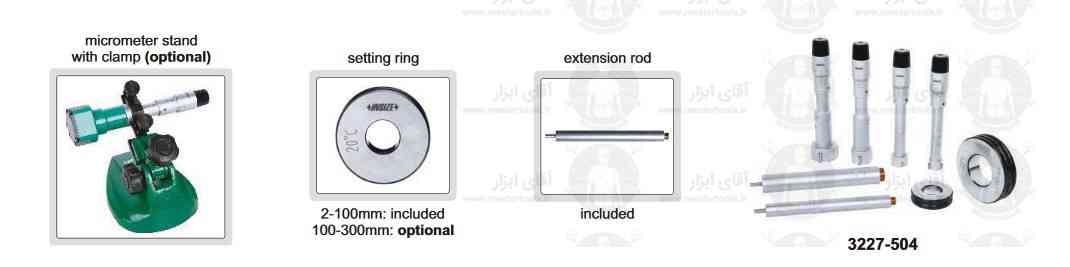 لوازم جانبی میکرومتر داخل سه فک سری 3227 برند اینسایز