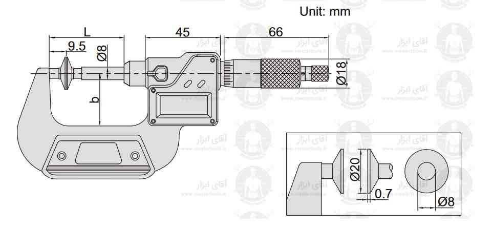 اطلاعات فنی میکرومتر دیسکی دیجیتالی سری 3594 برند اینسایز INSIZE